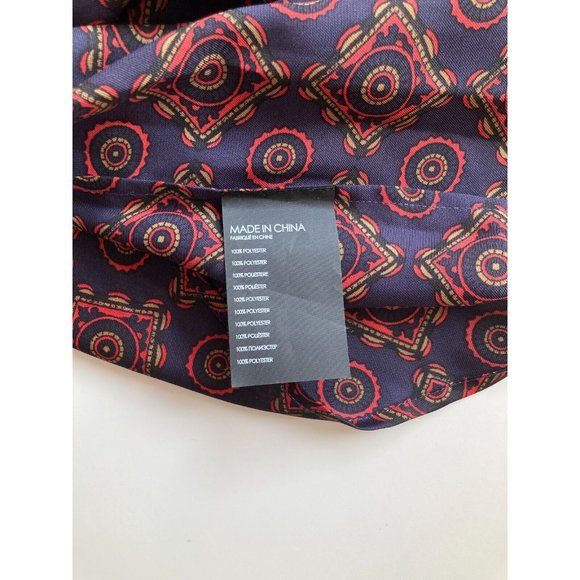 CLUB MONACO Navy Red Foulard Biscuit Print Twill Twist Front Blouse Top, Size XS - Picture 11 of 12
